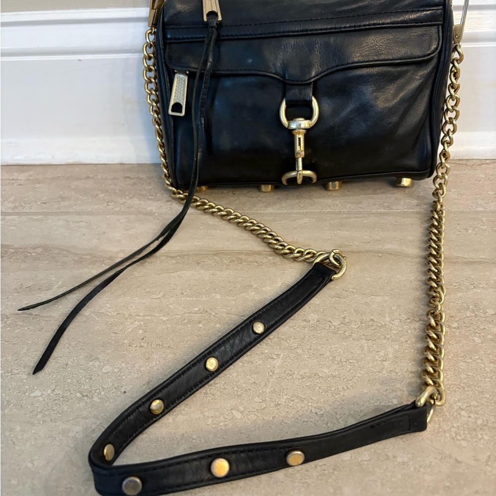Rebecca Minkoff Black Crossbody Bag with Gold Accents